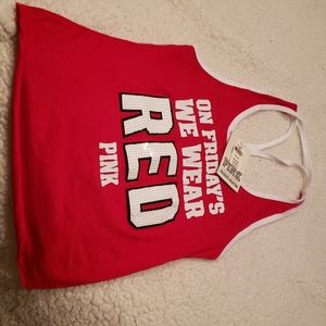 Pink collegiate tank